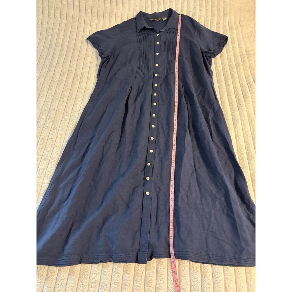 Eddie Bauer Short Sleeve Shirt Maxi Dress Womens 3XL Navy Blue Cotton Blend Boho - Picture 7 of 7